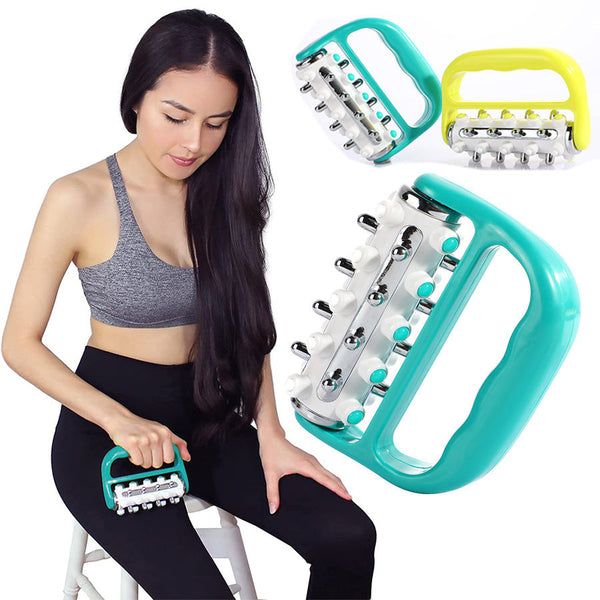 Blue Ergonomic Body Roller Massager Handheld Deep Tissue Tool For Muscle Relief And Fascia Release Massagers