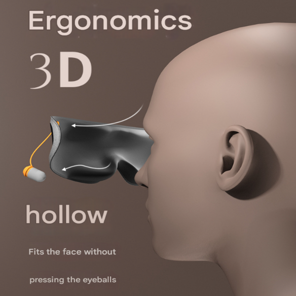 Grey 2 In 1 Blackout Sleep Mask With Integrated Noise Reducing Earplugs For Undisturbed Rest Sleep Masks