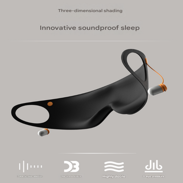Grey 2 In 1 Blackout Sleep Mask With Integrated Noise Reducing Earplugs For Undisturbed Rest Sleep Masks