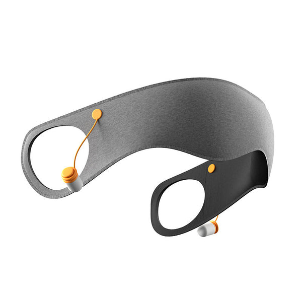 Grey 2 In 1 Blackout Sleep Mask With Integrated Noise Reducing Earplugs For Undisturbed Rest Sleep Masks