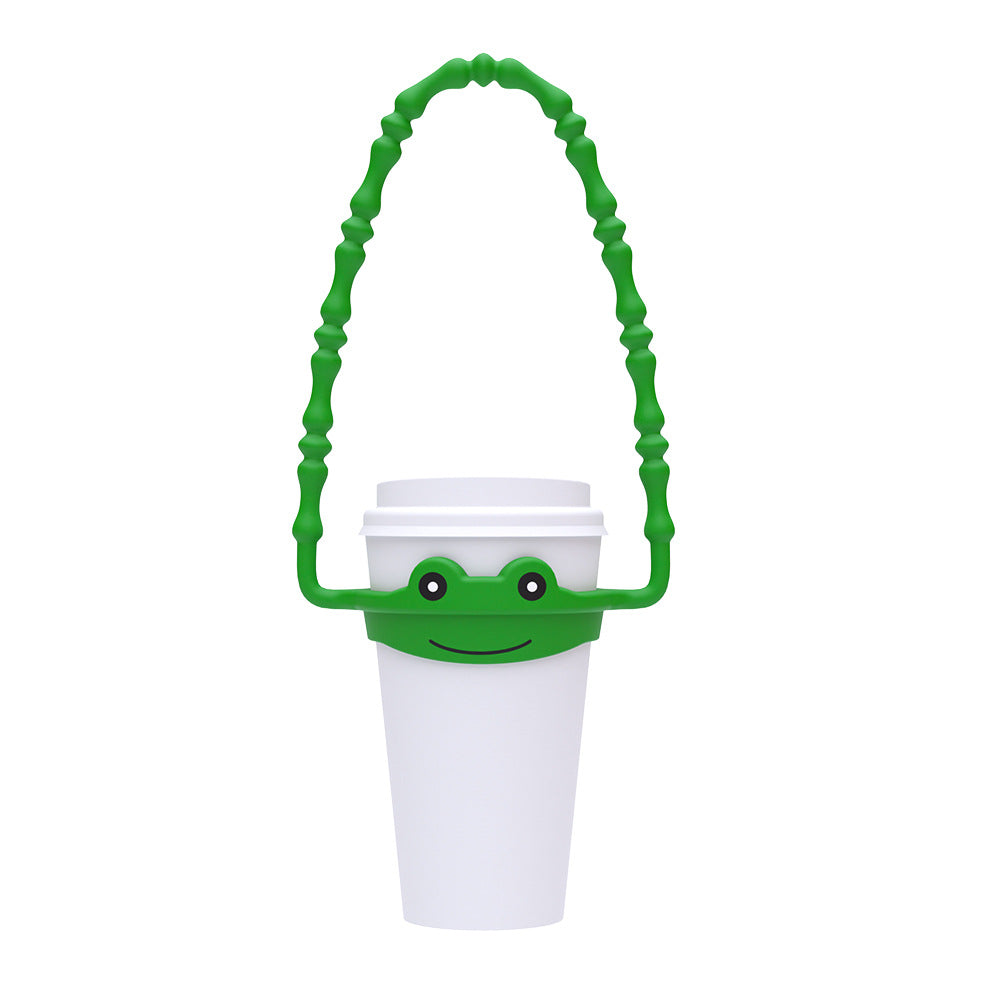 2 Pcs Green Frog Adorable Animal Silicone Cup Carrier Portable Reusable Handle For Water Cup(Cup Not Included) Water Bottles & Vacuum Flasks