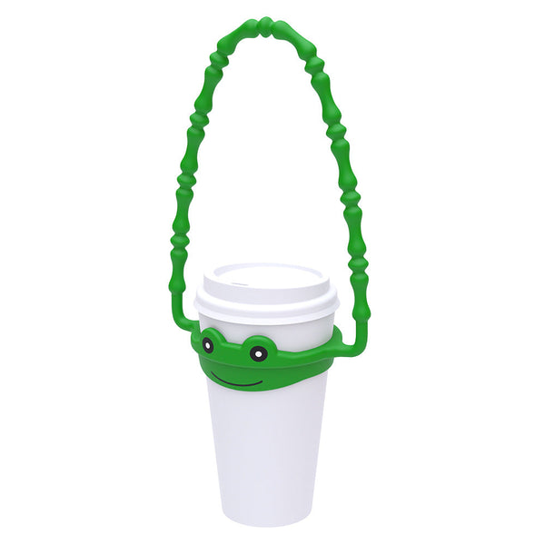 2 Pcs Green Frog Adorable Animal Silicone Cup Carrier Portable Reusable Handle For Water Cup(Cup Not Included) Water Bottles & Vacuum Flasks
