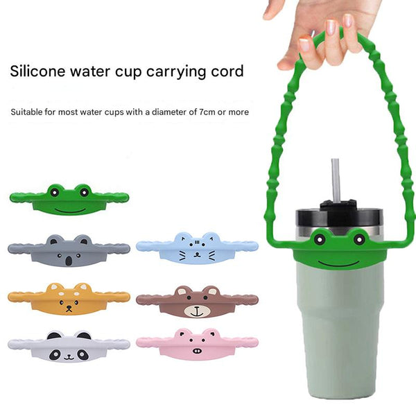 2 Pcs Brown Bear Adorable Animal Silicone Cup Carrier Portable Reusable Handle For Water Cup(Cup Not Included) Water Bottles & Vacuum Flasks