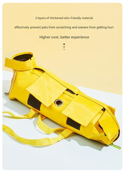 Size M Yellow Multi Functional Cat Grooming Bag Anti Scratch Restraint Pouch For Nail Trimming And Vet Visits Pet Grooming
