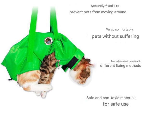 Size Orange Multi Functional Cat Grooming Bag Anti Scratch Restraint Pouch For Nail Trimming And Vet Visits Pet Grooming