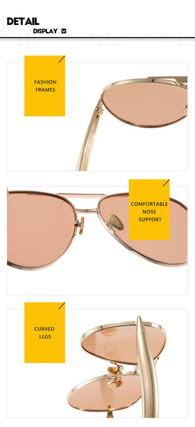 Style C4 Gold Frame Brown Lenses Chic Oversized Aviator Retro Metal With Uv400 Protection For Women Sunglasses