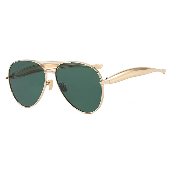 Style C1 Gold Frame Champagne Lenses Chic Oversized Aviator Retro Metal With Uv400 Protection For Women Sunglasses