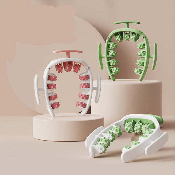 Green Removable Adjustable Wrap Around Muscle Roller 11 Wheel Deep Tissue Massager For Legs Arms & Body Massagers