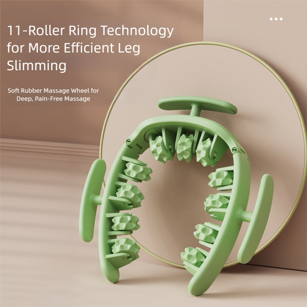 Green Removable Adjustable Wrap Around Muscle Roller 11 Wheel Deep Tissue Massager For Legs Arms & Body Massagers