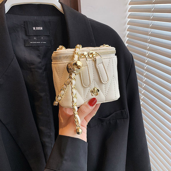 Beige Chic Quilted Mini Box Crossbody Bag Luxury Style Chain Purse For Women Women's Bags & Handbags