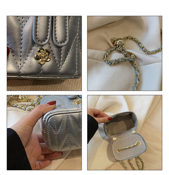 Beige Chic Quilted Mini Box Crossbody Bag Luxury Style Chain Purse For Women Women's Bags & Handbags