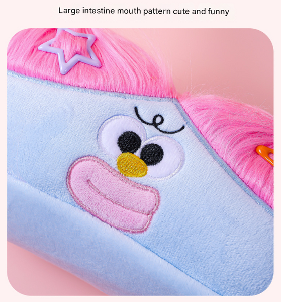 Light Green And Hair Cute Plush Monster Pencil Case Fluffy Stationery Pouch With Diy Styleable For Kids Pencil Cases