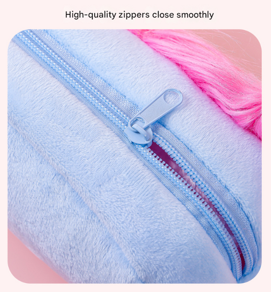 Light Green And Hair Cute Plush Monster Pencil Case Fluffy Stationery Pouch With Diy Styleable For Kids Pencil Cases