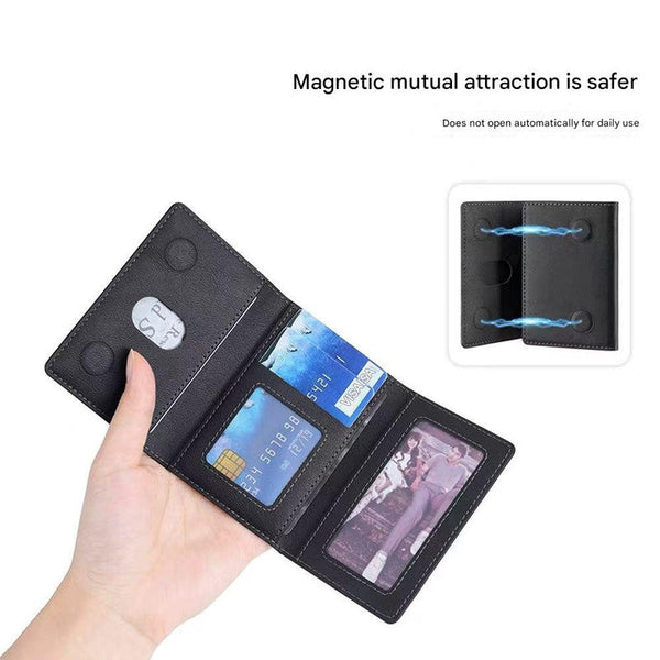Black 3 In 1 Magnetic Wallet For Magsafe Slim Pu Leather Card Holder With Kickstand Travel Wallets