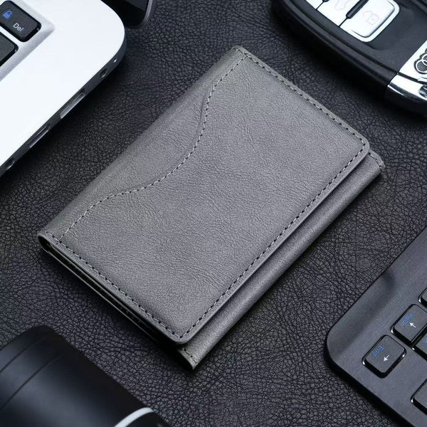 Grey 3 In 1 Magnetic Wallet For Magsafe Slim Pu Leather Card Holder With Kickstand Travel Wallets