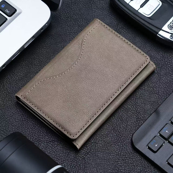 Khaki 3 In 1 Magnetic Wallet For Magsafe Slim Pu Leather Card Holder With Kickstand Travel Wallets