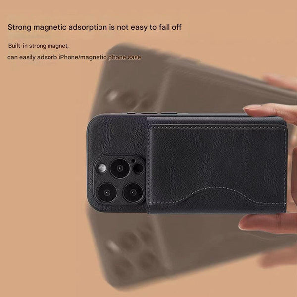 Brown 3 In 1 Magnetic Wallet For Magsafe Slim Pu Leather Card Holder With Kickstand Travel Wallets