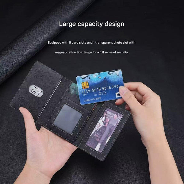 Dark Blue 3 In 1 Magnetic Wallet For Magsafe Slim Pu Leather Card Holder With Kickstand Travel Wallets