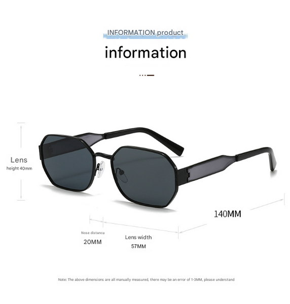 Gold Frame And Brown Lenses Modern Retro Geometric Chic Metal With Uv400 Black Pu Leather Protective Case Sunglasses