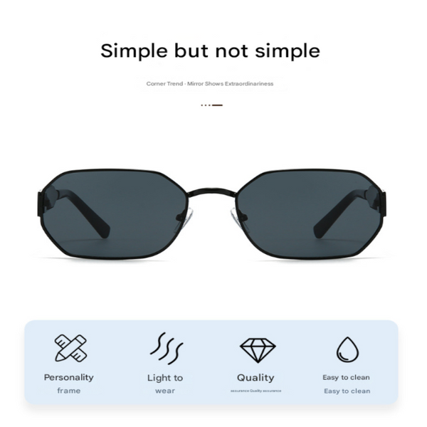 Gold Frame And Pink Grey Lenses Modern Retro Geometric Chic Metal With Uv400 Black Pu Leather Protective Case Sunglasses