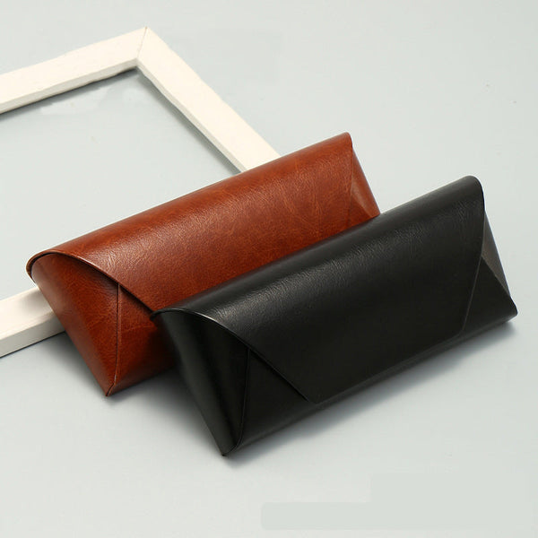 2 Pcs Style Pu Leather Eyewear Case Protective Hard Shell With Soft Lining 1 Brown + Black Eyeglass Cases & Storage