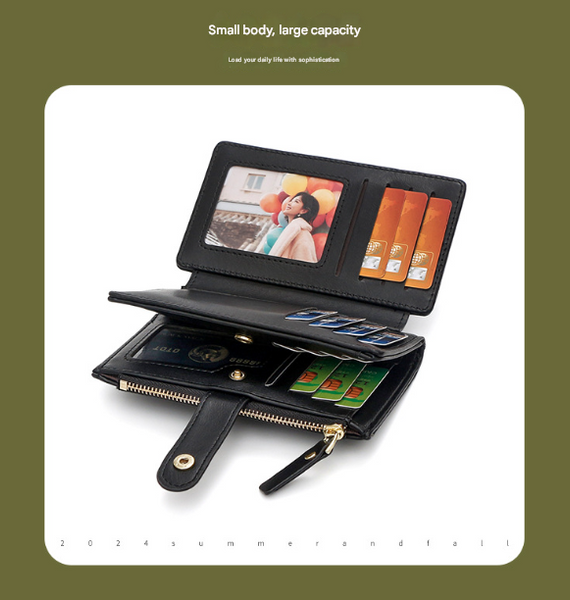 Light Brown Compact Bifold Wallet For Women High Capacity Pu Leather Purse With Zipper Coin Pocket Wallets