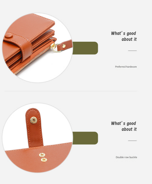 Black Compact Bifold Wallet For Women High Capacity Pu Leather Purse With Zipper Coin Pocket Wallets