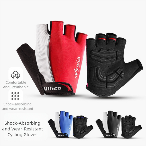 Size M Blue Padded Half Finger Cycling Breathable Shock Absorbing Workout For Gym & Fitness Gloves
