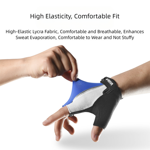 Size M Blue Padded Half Finger Cycling Breathable Shock Absorbing Workout For Gym & Fitness Gloves