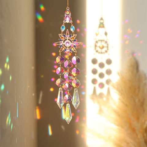 Colorful Dazzling Celestial Crystal Suncatcher Moon Shape Rainbow Maker Window Hanging Ornament Ornaments & Statues