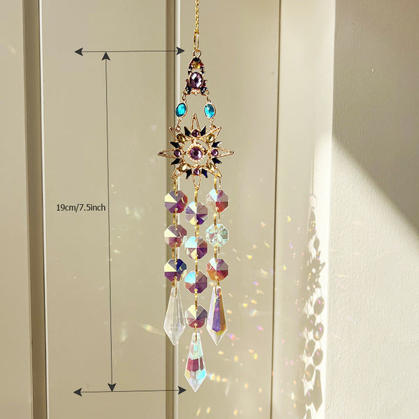 Colorful Dazzling Celestial Crystal Suncatcher Moon Shape Rainbow Maker Window Hanging Ornament Ornaments & Statues
