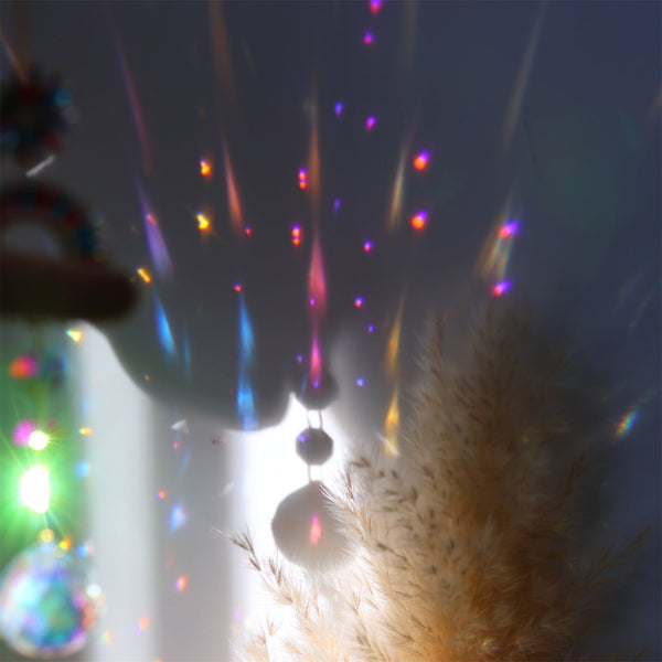 Colorful Dazzling Celestial Crystal Suncatcher Moon Shape Rainbow Maker Window Hanging Ornament Ornaments & Statues