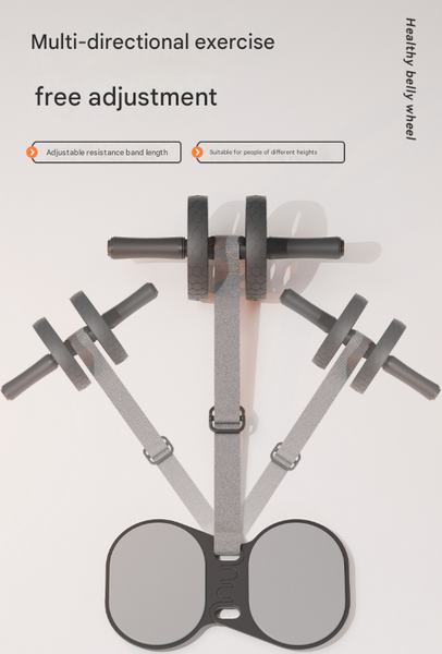 Grey Assisted Rebound Ab Roller With Foldable Knee Pad Dual Wheel Core Trainer For Home Gym Abdominal Machines