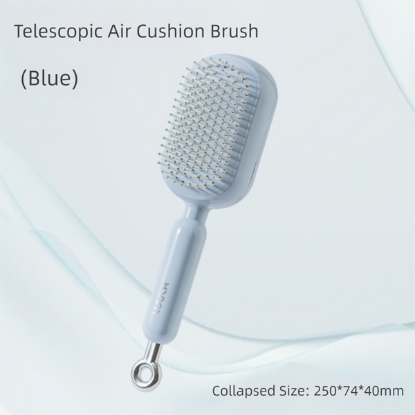 Blue Innovative Self Cleaning Cushion Hairbrush Retractable Bristle Detangling & Scalp Massager Brushes & Combs