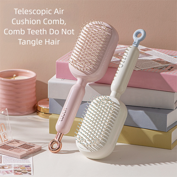 Blue Innovative Self Cleaning Cushion Hairbrush Retractable Bristle Detangling & Scalp Massager Brushes & Combs