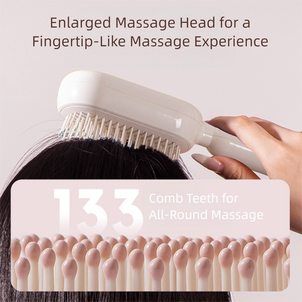 Blue Innovative Self Cleaning Cushion Hairbrush Retractable Bristle Detangling & Scalp Massager Brushes & Combs