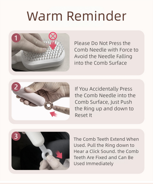 White Innovative Self Cleaning Cushion Hairbrush Retractable Bristle Detangling & Scalp Massager Brushes & Combs