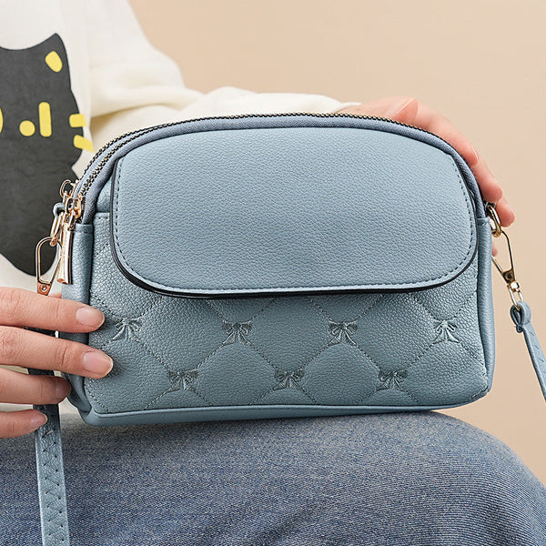 Blue Chic Quilted Crossbody Bag Multi Compartment Pu Leather Shoulder Purse Women's Bags & Handbags