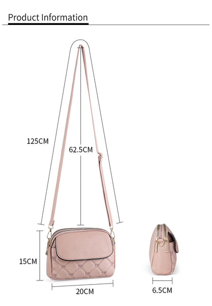 Blue Chic Quilted Crossbody Bag Multi Compartment Pu Leather Shoulder Purse Women's Bags & Handbags