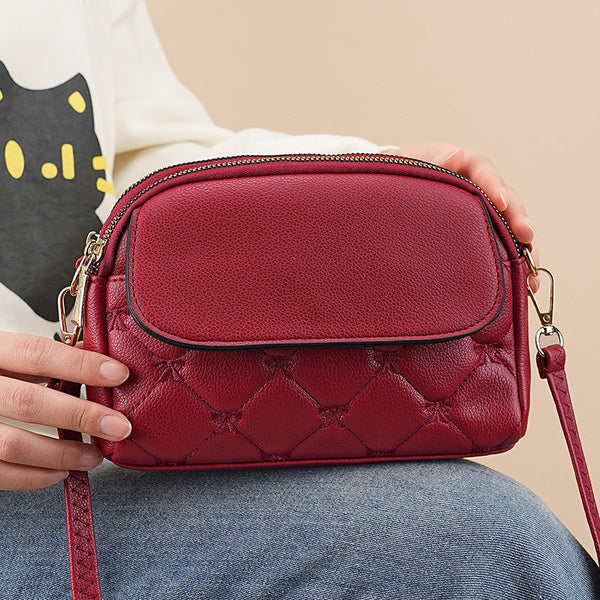 Red Chic Quilted Crossbody Bag Multi Compartment Pu Leather Shoulder Purse Women's Bags & Handbags