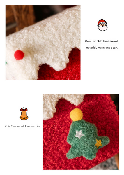 White And Green Luxe Plush Christmas Gift Box Decorative Holiday Treat With Snowy Trim Gift Boxes