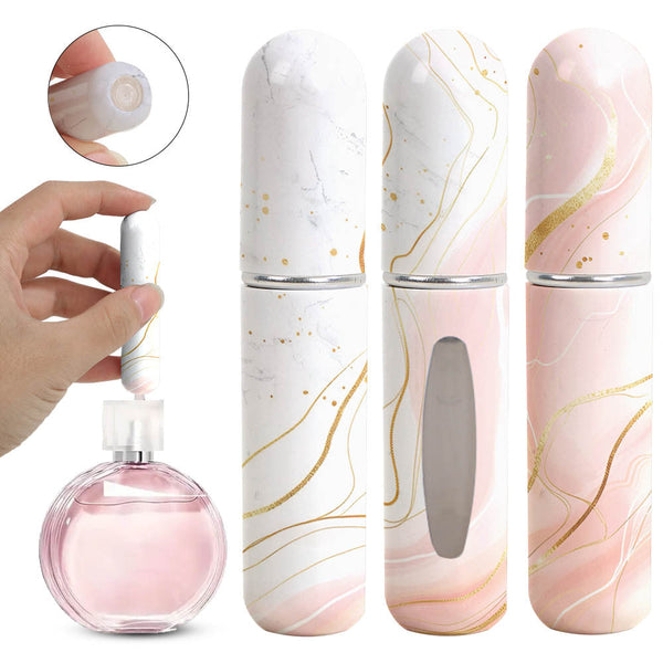 Light Pink Chic Marble Travel Perfume Atomizer Set (3 Pack) 5Ml Leakproof Bottom Fill Spray Bottles Travel Bottles & Containers