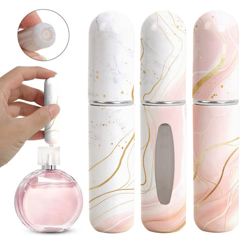 Light Pink Chic Marble Travel Perfume Atomizer Set (3 Pack) 5Ml Leakproof Bottom Fill Spray Bottles Travel Bottles & Containers