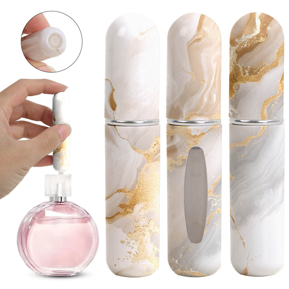 Champagne Chic Marble Travel Perfume Atomizer Set (3 Pack) 5Ml Leakproof Bottom Fill Spray Bottles Travel Bottles & Containers