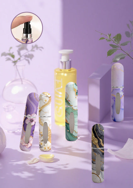 Champagne Chic Marble Travel Perfume Atomizer Set (3 Pack) 5Ml Leakproof Bottom Fill Spray Bottles Travel Bottles & Containers