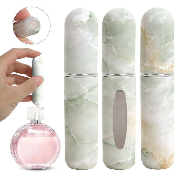 Light Green Chic Marble Travel Perfume Atomizer Set (3 Pack) 5Ml Leakproof Bottom Fill Spray Bottles Travel Bottles & Containers