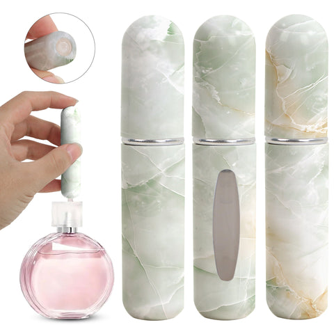 Light Green Chic Marble Travel Perfume Atomizer Set (3 Pack) 5Ml Leakproof Bottom Fill Spray Bottles Travel Bottles & Containers