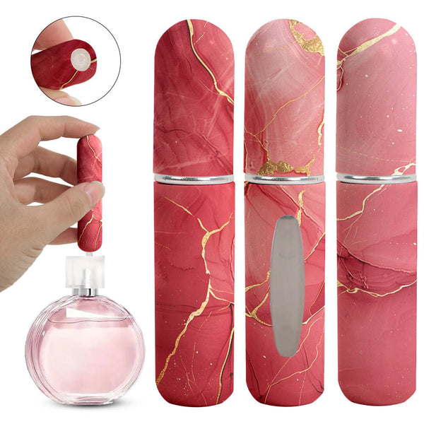 Red Chic Marble Travel Perfume Atomizer Set (3 Pack) 5Ml Leakproof Bottom Fill Spray Bottles Travel Bottles & Containers