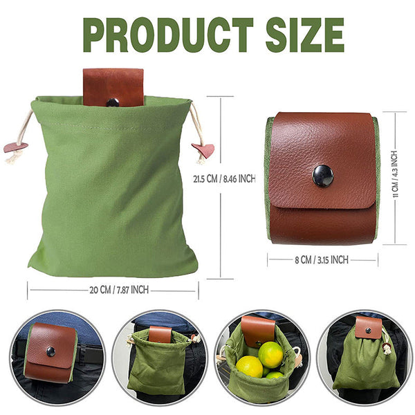 Coffee Collapsible Canvas Foraging Pouch Hands Free Belt Bag Hiking & Camping Activities Waist Packs & Bags
