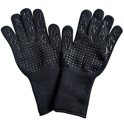 Black Flame Pattern Extreme Heat Resistant Bbq Gloves 500C Design Oven With Non Slip Silicone Grip Parts & Accessories